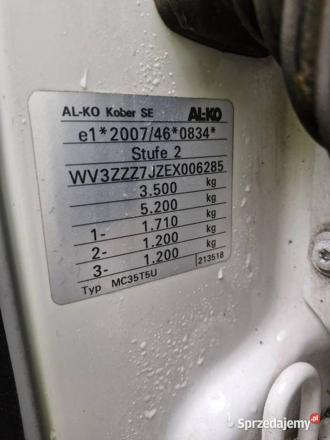 Volkswagen Vw T5 Lift 20 tdi 3 osie alko rama Nowy Waliszów