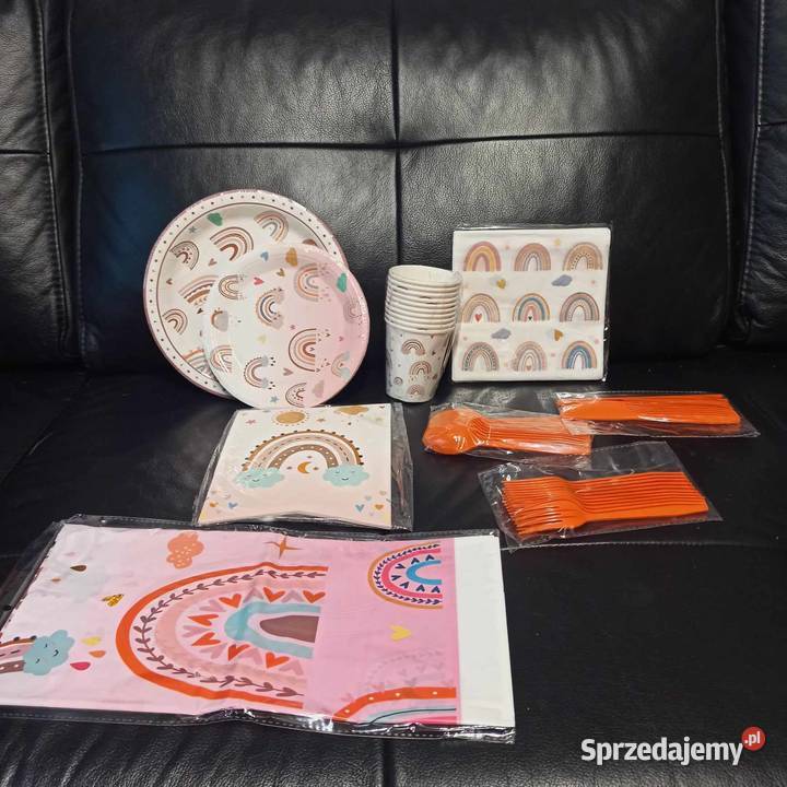 Zestaw urodzinowy kubki talerze sztućce Stare Koźle sprzedam