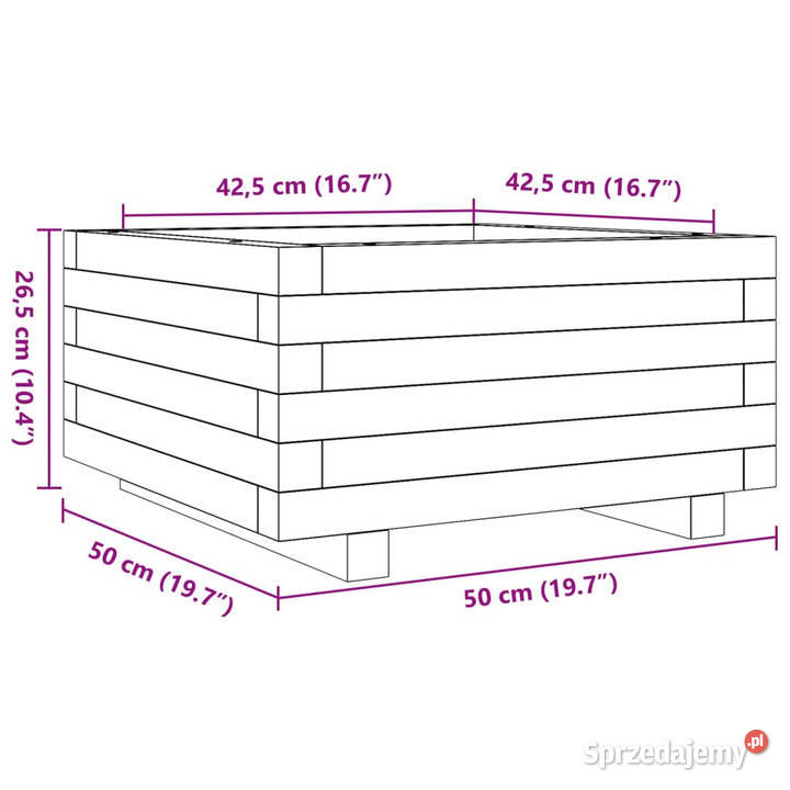 Donica ogrodowa woskowy brąz 50x50x265 drewno mazowieckie sprzedam