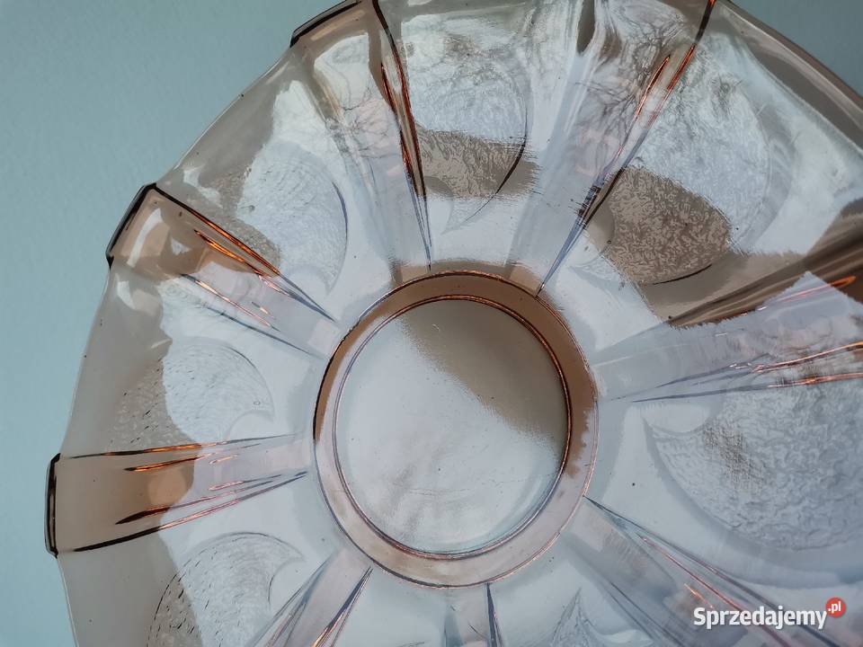 Stara nieużywana patera i talerzyki 15 szkło Art śląskie