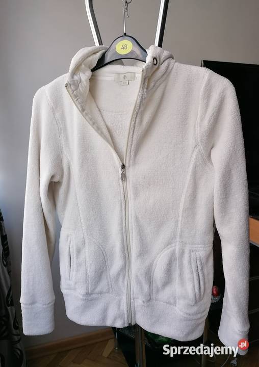 BIAŁA BLUZA Z KAPTUREM HALENS R 3638 Bluzki i koszule