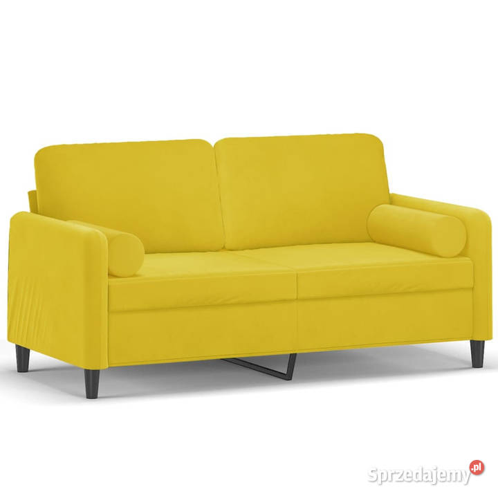 2osobowa sofa z poduszkami żółta 140 aksamit Warszawa