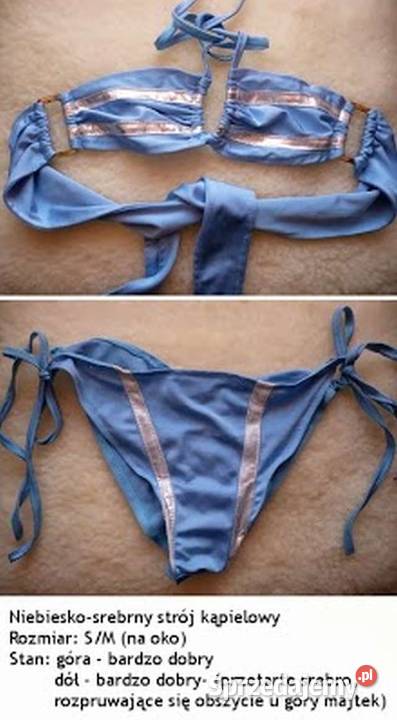 niebieski srebrny strój kąpielowy bikini S 36 M