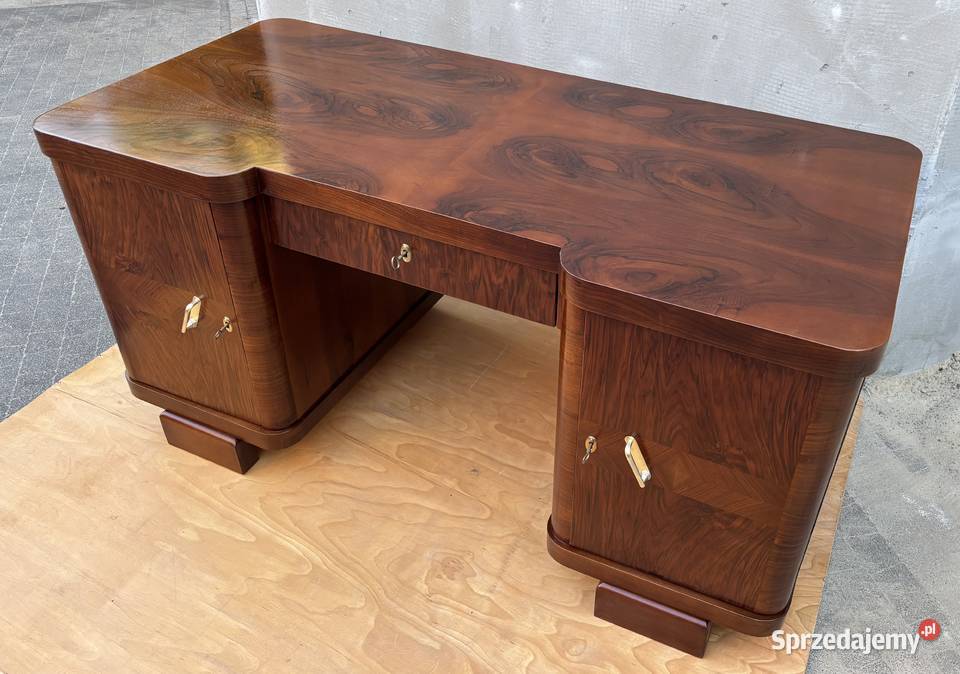 Biurko Brązowe Orzech 160 Art Deco Dwustronne 76cm Warszawa