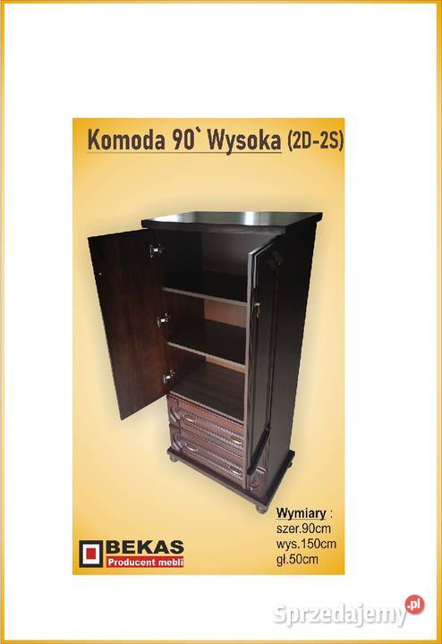 Stylowa Dąb Komoda 90 2D2S Regał na Dokumenty 50cm
