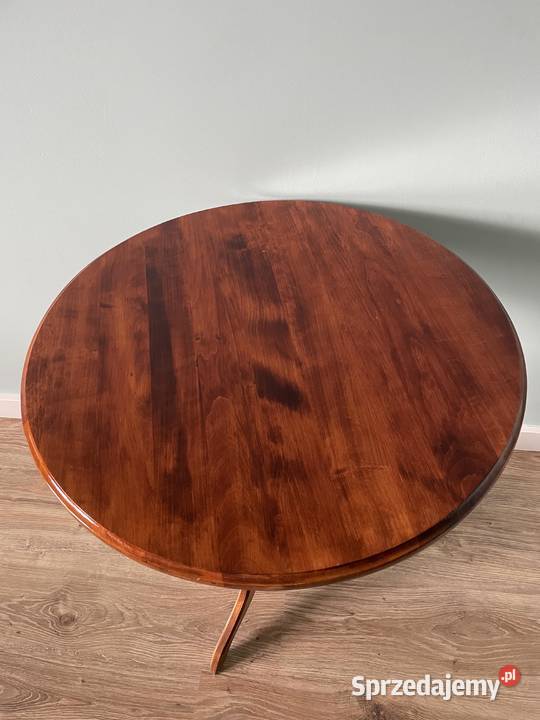 Stolik okrągły kawowy stół drewniany solidny Brodnica