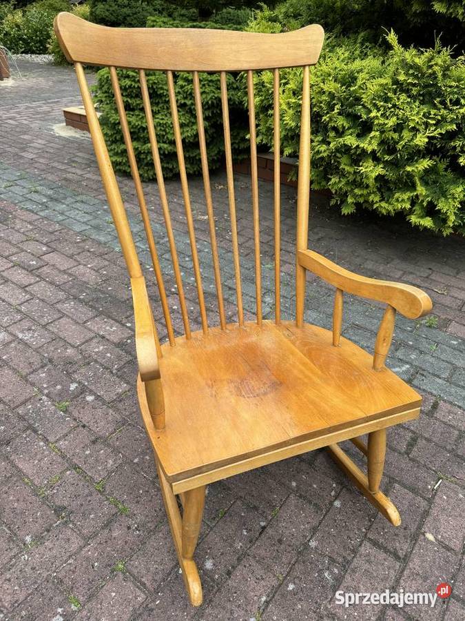 Fotel bujany patyczak na biegunach drewniany Garwolin