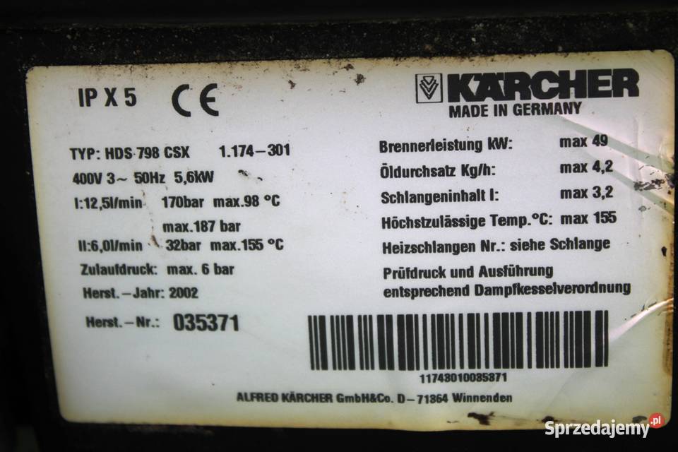 Myjka Karcher HDS 798 CSX Gorąca Woda Zwijak