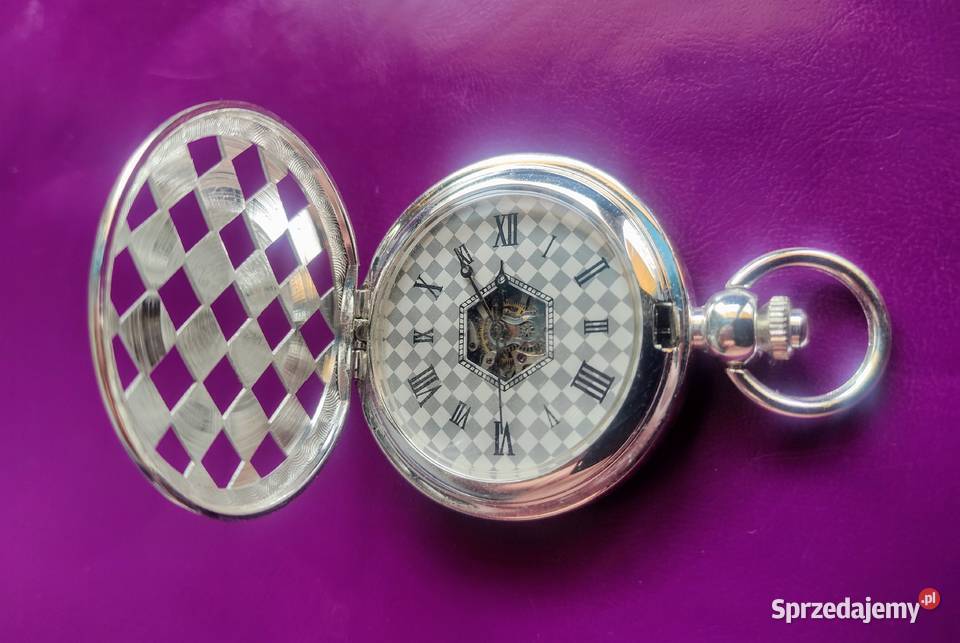Nowy mechaniczny zegarek kieszonkowy posrebrzany sprzedam