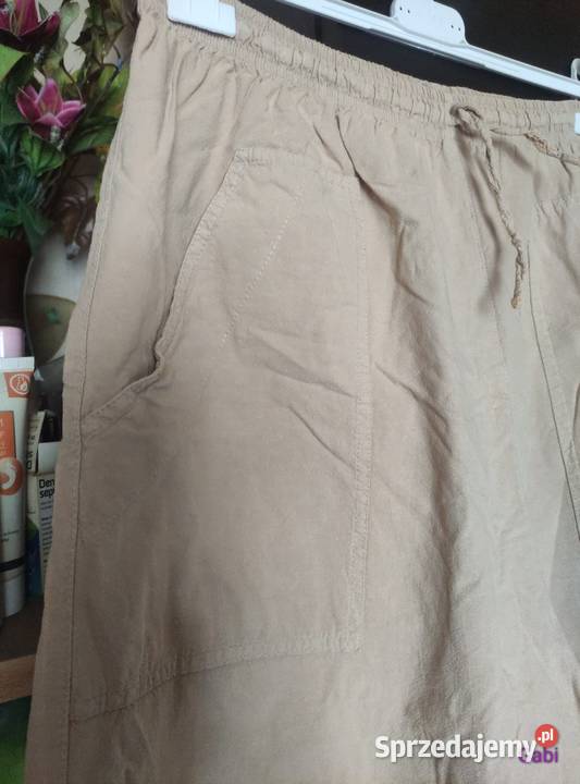 Bawełniane spodnie damskie XXXL brązowy/beżowy Łódź