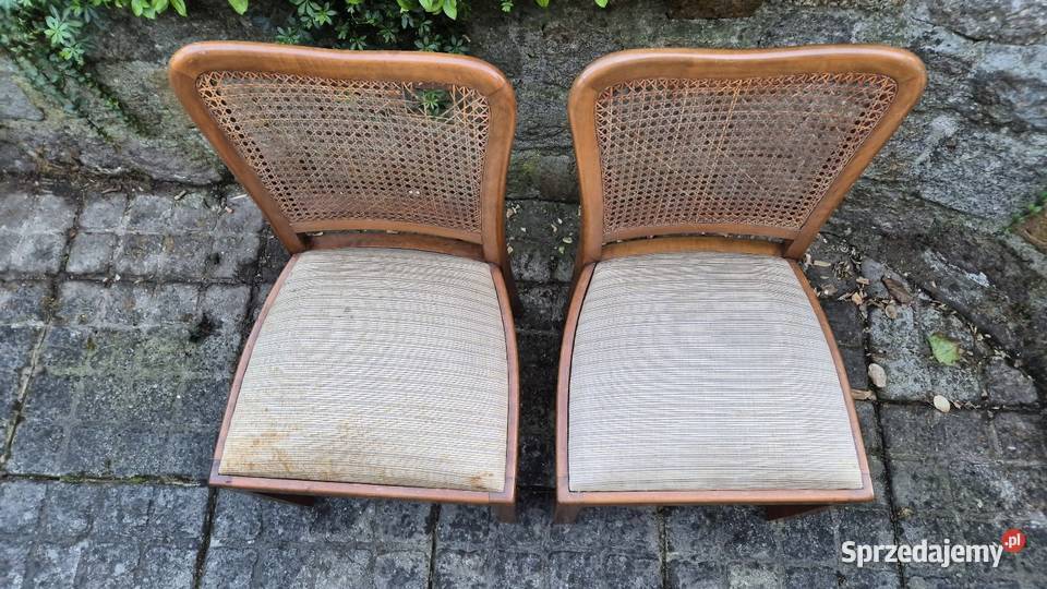 Fotele krzesła x2 stare antyk ratan retro PRL Jelenia Góra