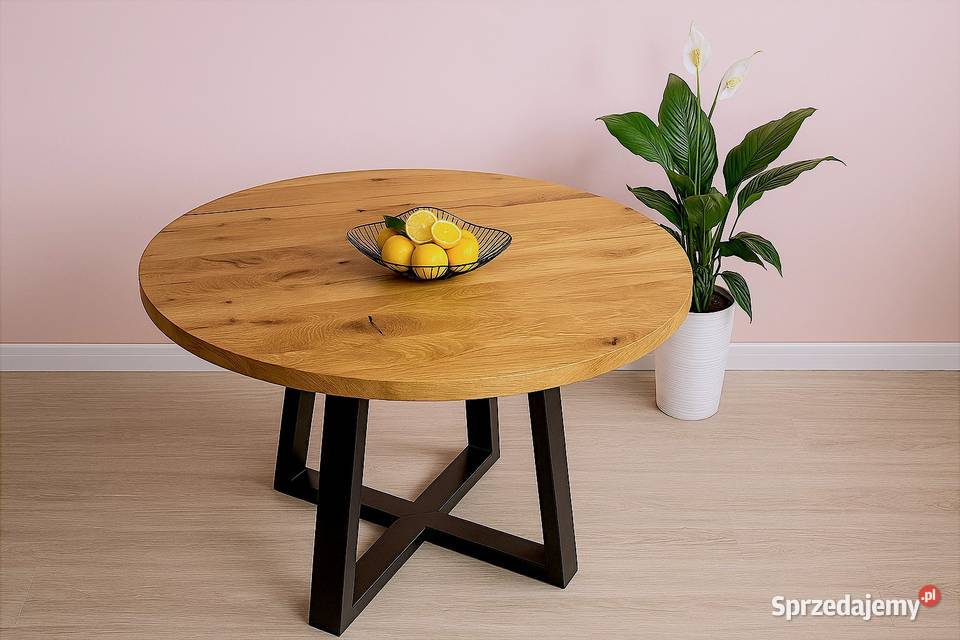 Stół Dębowy Okrągły LOFT 100 Lite Drewno Różne