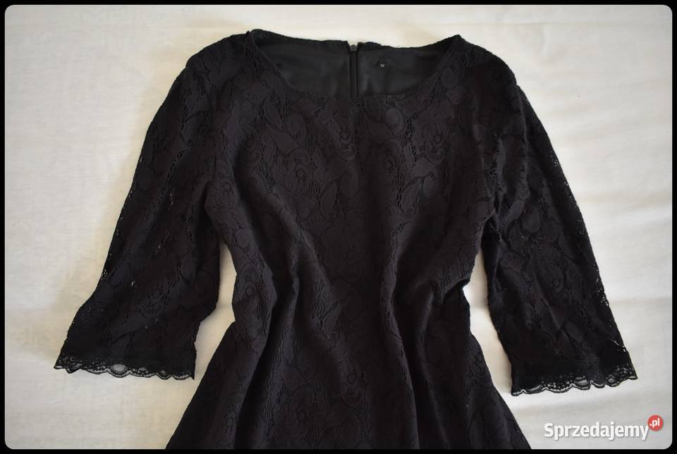 Sukienka mała czarna 40 L cała koronkowa z Płock