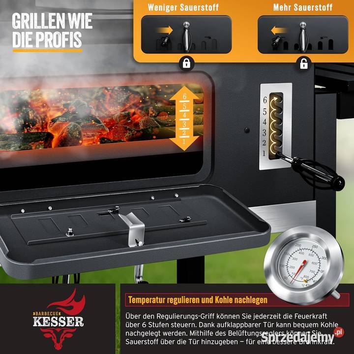 Grill węglowy KESSER KHKGP23 XXL na kółkach NOWY Grille węglowe Kornica