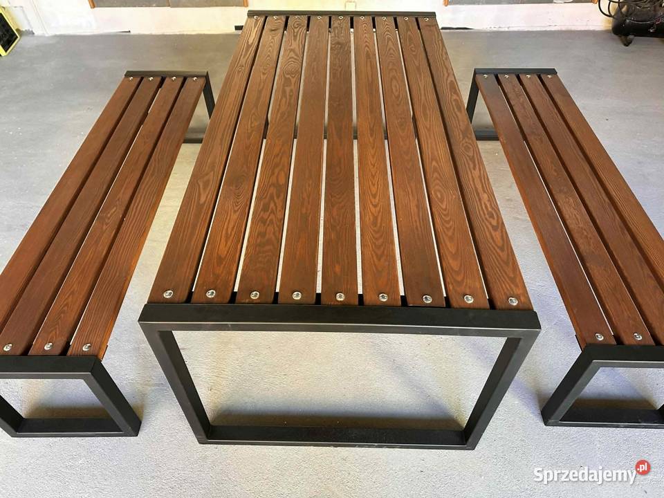 Ręcznie wykonany komplet ogrodowy stół 2 ławki Biłgoraj