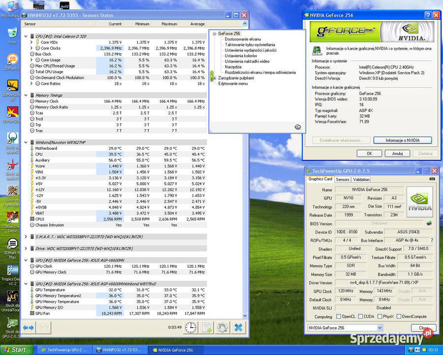 Asus V6600MX Geforce 256 NV10 32MB SDR 64bit Cielądz