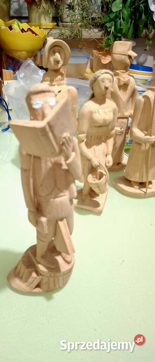 Figurki z drewna 9 sztuk Rękodzieło śląskie Chorzów sprzedam
