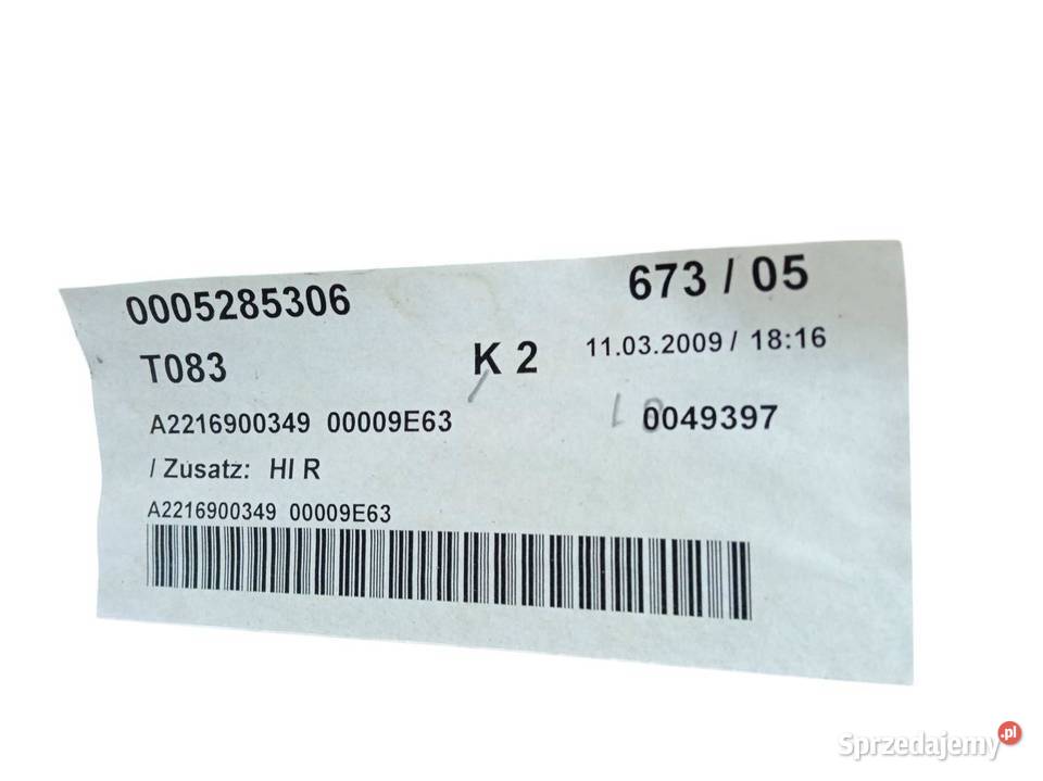 PÓŁKA TYLNA SZYBY TYŁ A2216900349 MercedesBenz sprzedam