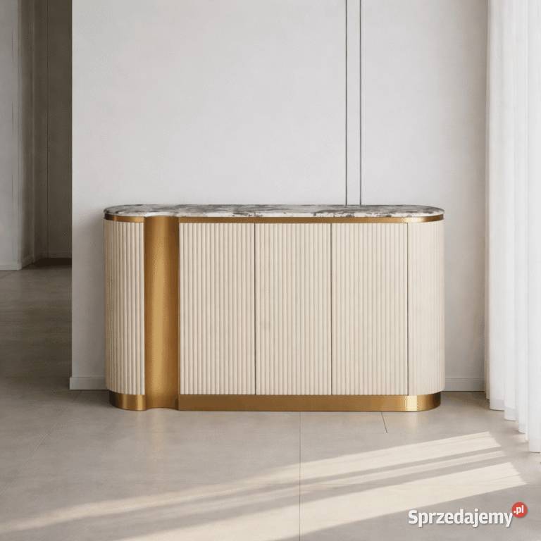 Ryflowana komoda biała złota Nutris Glamour Golkowice