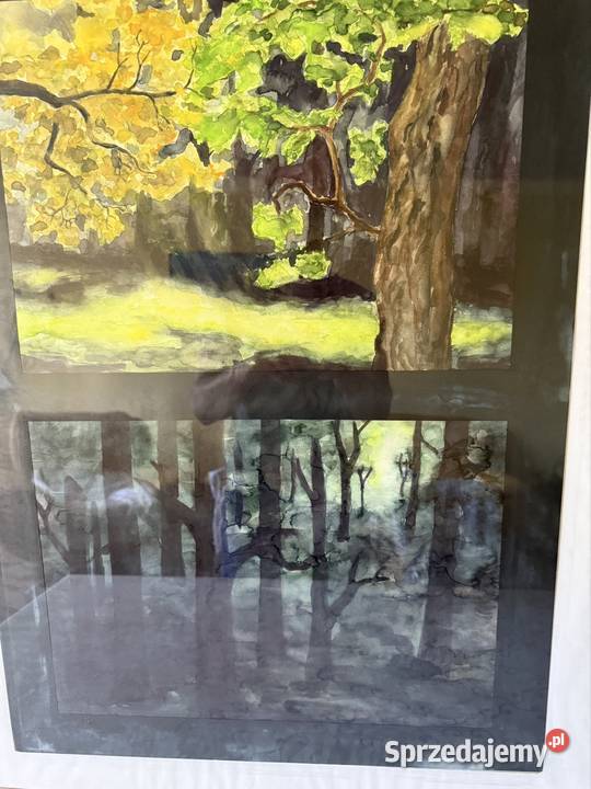 Duży Unikatowy Obraz Pejzaż Leśny Malowany Czerwionka-Leszczyny