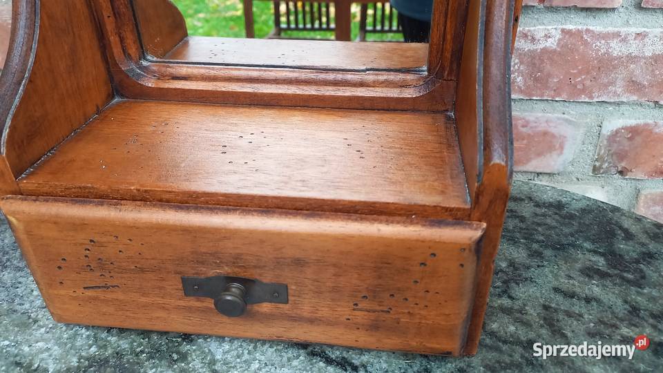 Lustro w drewnianej ramie z szufladką schowkiem Meble Gawroniec