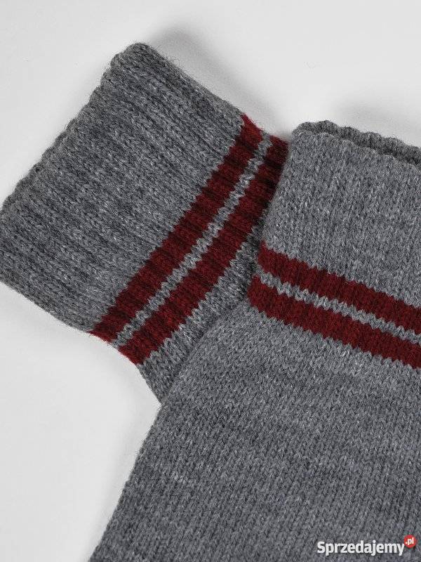 RĘKAWICZKI MĘSKIE SZARE Z OZDOBNYM PASKIEM TROLL Olkusz