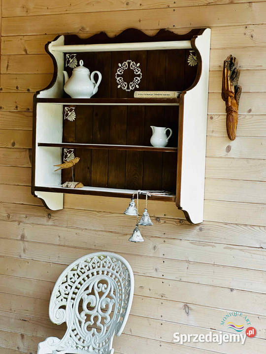 Ręcznie stylizowana półka rustykalna z dekorami 77cm Jelcz-Laskowice
