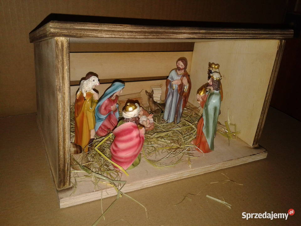 Szopka betlejemska z oświetleniem z figurkami Rękodzieło Łódź