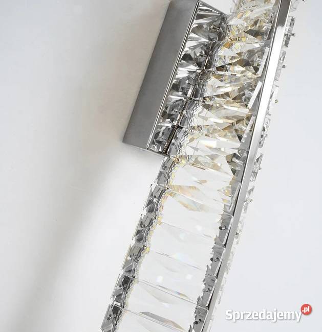 Kinkiet kryształowy podłużny srebrny CRYSTAL Warszawa