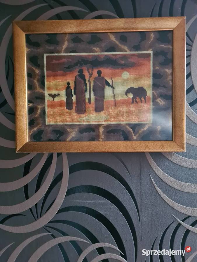 Ręcznie wyszywany obraz Afryka Leszczyny