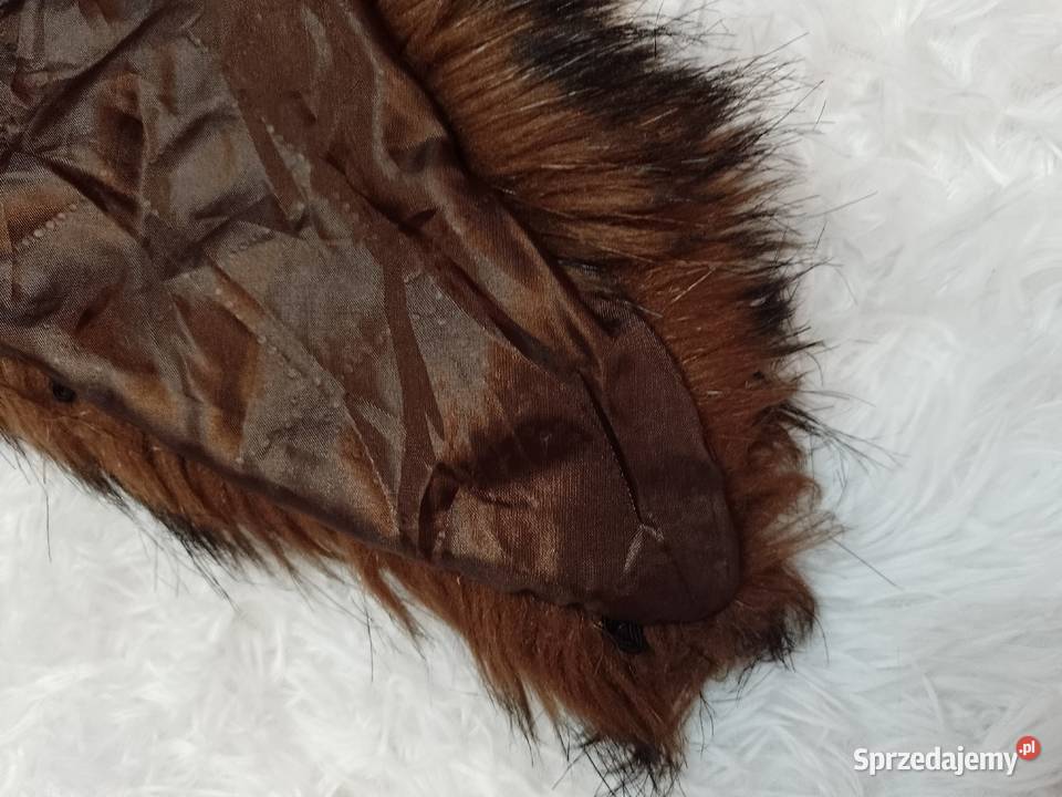 Brązowy duży futrzany płaszcz z Londynu futrzana Kraków