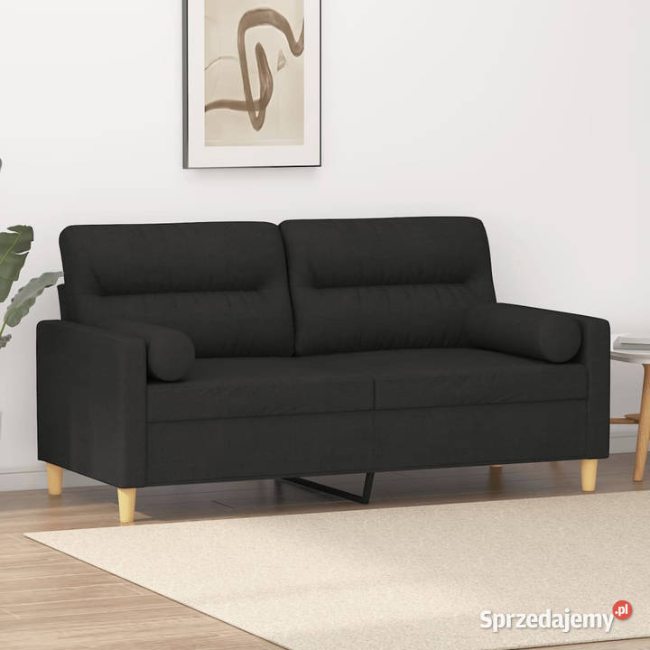 2osobowa sofa z poduszkami czarna 140 tkanina Sofy i kanapy mazowieckie Warszawa