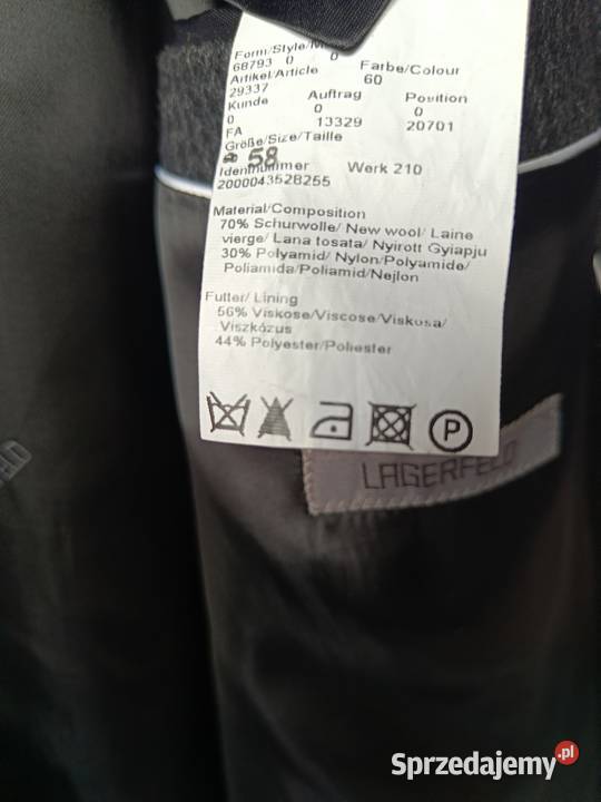 Karl Lagerfeld Płaszcz Męski WEŁNA XXXL 58 Rozmiar 3XL Warszawa