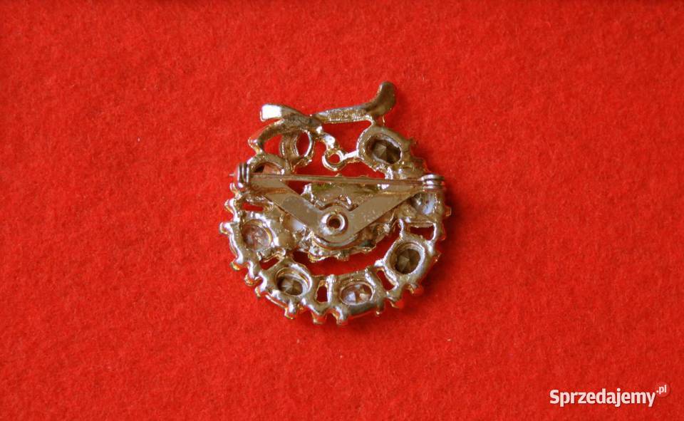 Stara angielska broszka koło ze wstążką Mamy Ochojno