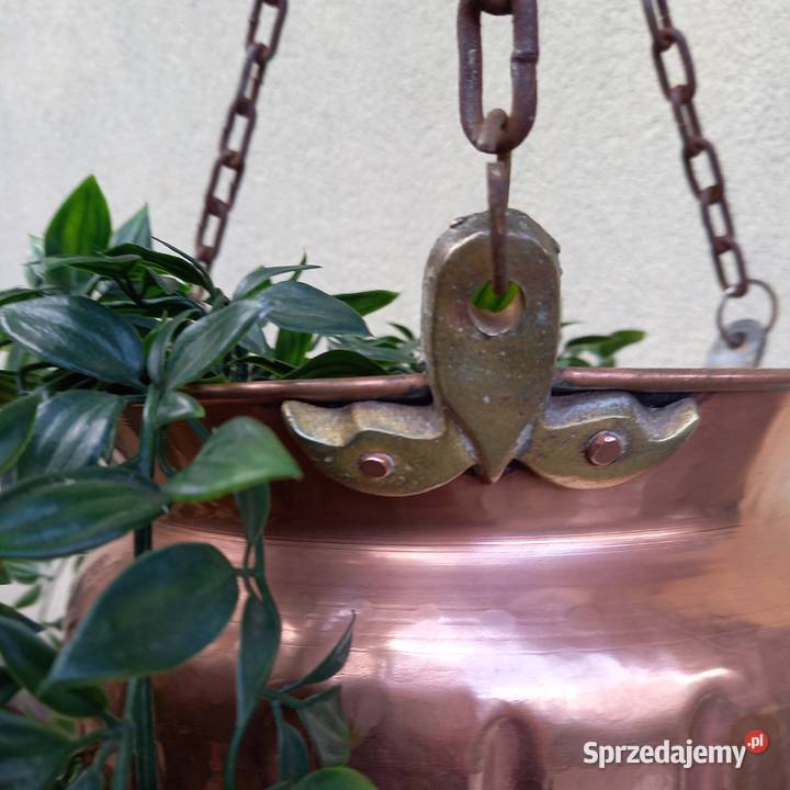 Duża miedziana osłonka doniczka do zawieszenia mazowieckie Warszawa