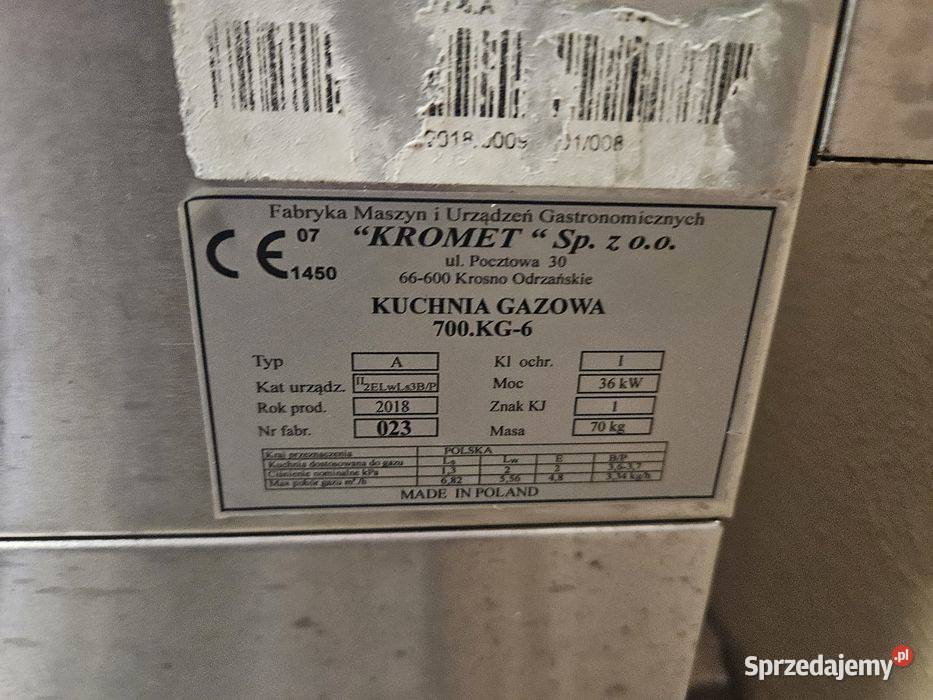 Kuchnia gazowa Kromet 7006 36KW nowa