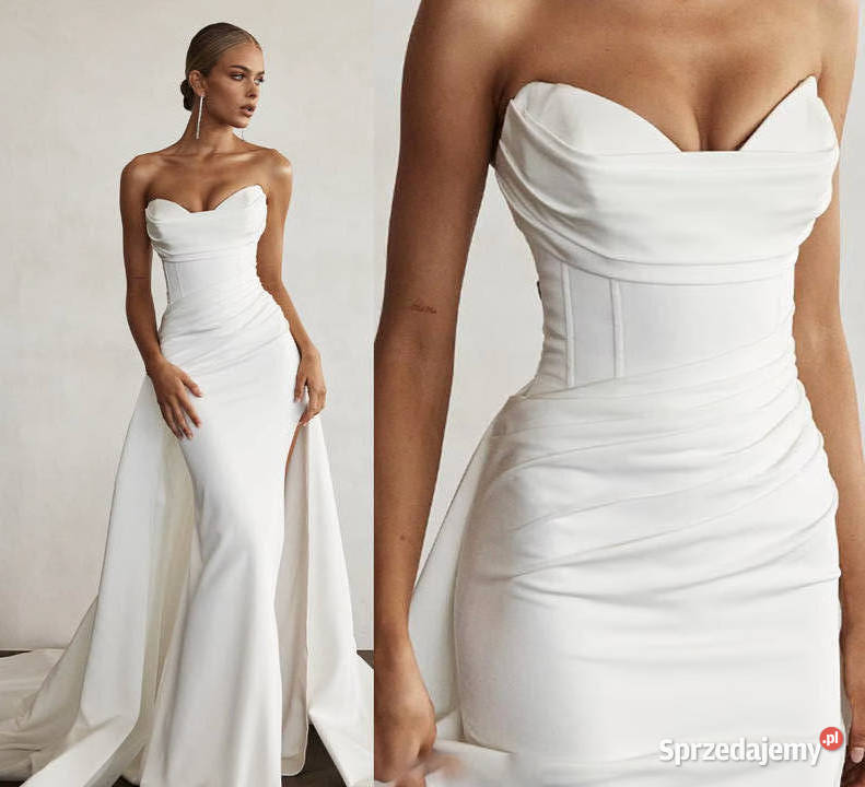 Suknia ślubna ivory syrena z rozcięciem wiązana Jelenia Góra