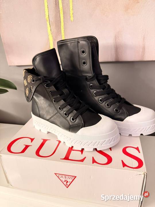 Czarne wysokie trampki damskie Guess Horlo Black Jelenia Góra