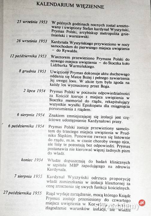 Zapiski więzienne Stefan Wyszyński Chełm sprzedam