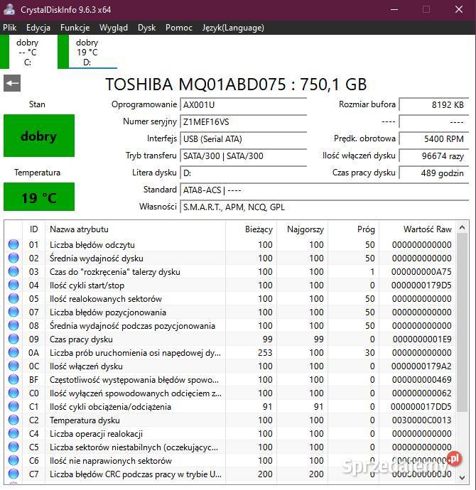 Dysk przenośny HDD Adata Classic CH11 750 GB warmińsko-mazurskie Elbląg