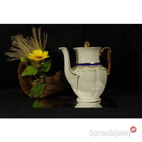 Dzbanek do kawy porcelana Karowice złocony Porcelana i szkło