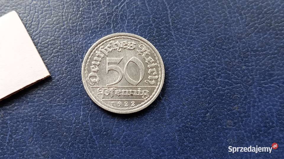 Stare monety 50 fenig 1922 E NIemcy Numizmatyka Lesko
