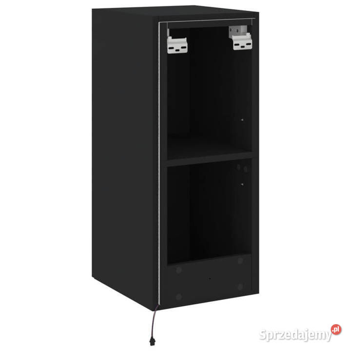 Ścienna szafka TV z LED czarna 305x35x70 Meble Warszawa