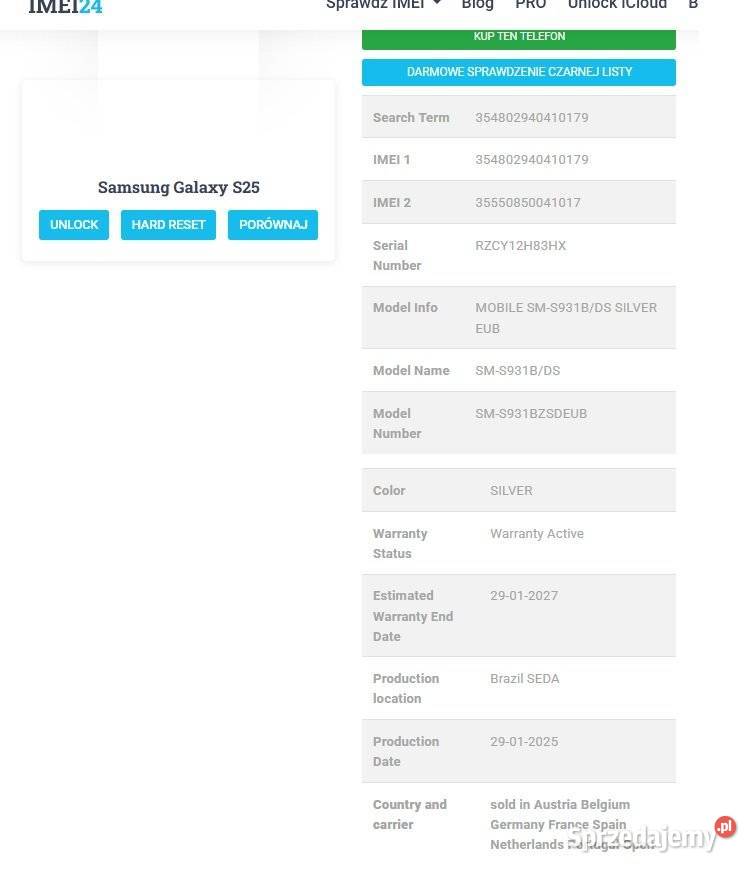 Samsung s25 gwarancja do 2027roku telefon i