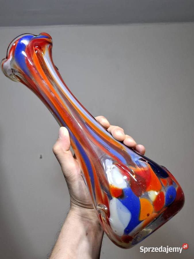 Szklany wazon flakon szkło barwione retro Porcelana i szkło małopolskie Kraków sprzedam
