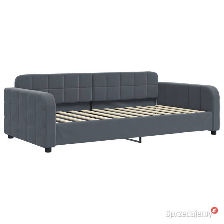 Sofa rozsuwana z szufladami ciemnoszara aksamit 71cm Łóżka Warszawa