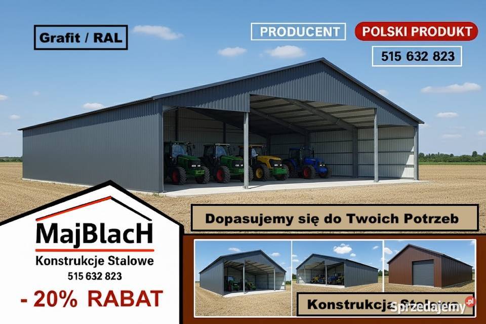 Jednospadowy Garaż Blaszany Magazyn Konstrukcja 88m2 Wolsztyn