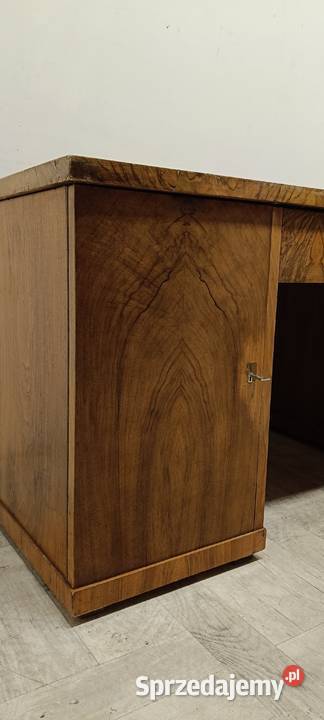 biurko art deco stare drewniane dwustronne 74.5cm Biurka łódzkie