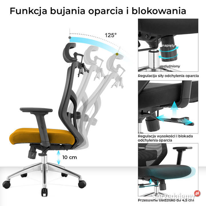 Fotel biurowy ergonomiczny Rosa musztardowy podkarpackie Jarosław
