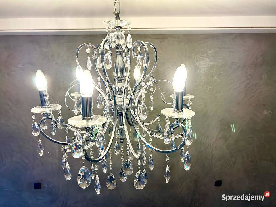 Żyrandol z kryształami górskimi lampa glamour mazowieckie Warszawa